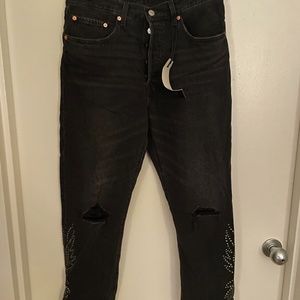 Levi’s Ripped Embellished Boyfriend Jeans